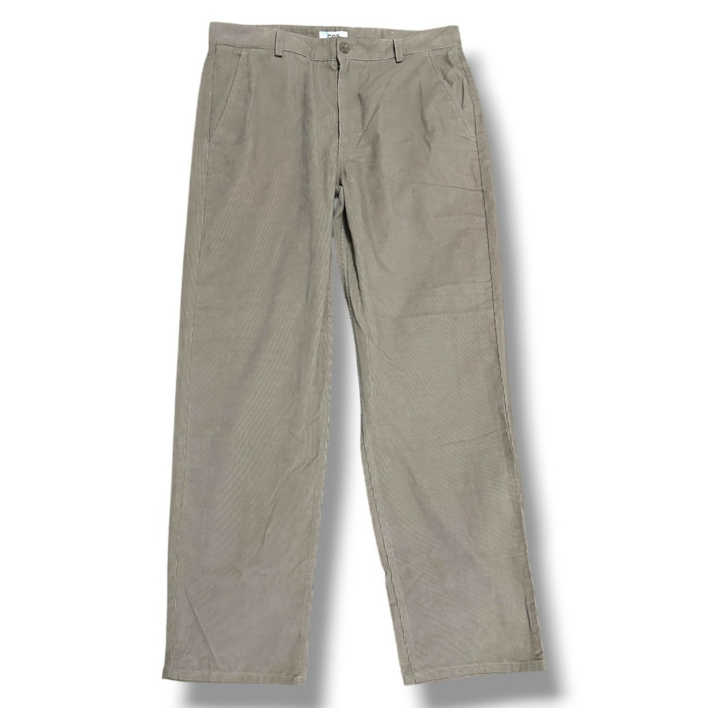 COS Organic Cotton Corduroy Straight Leg Pants Beige 12 Quiet Luxury Scandi NEW
